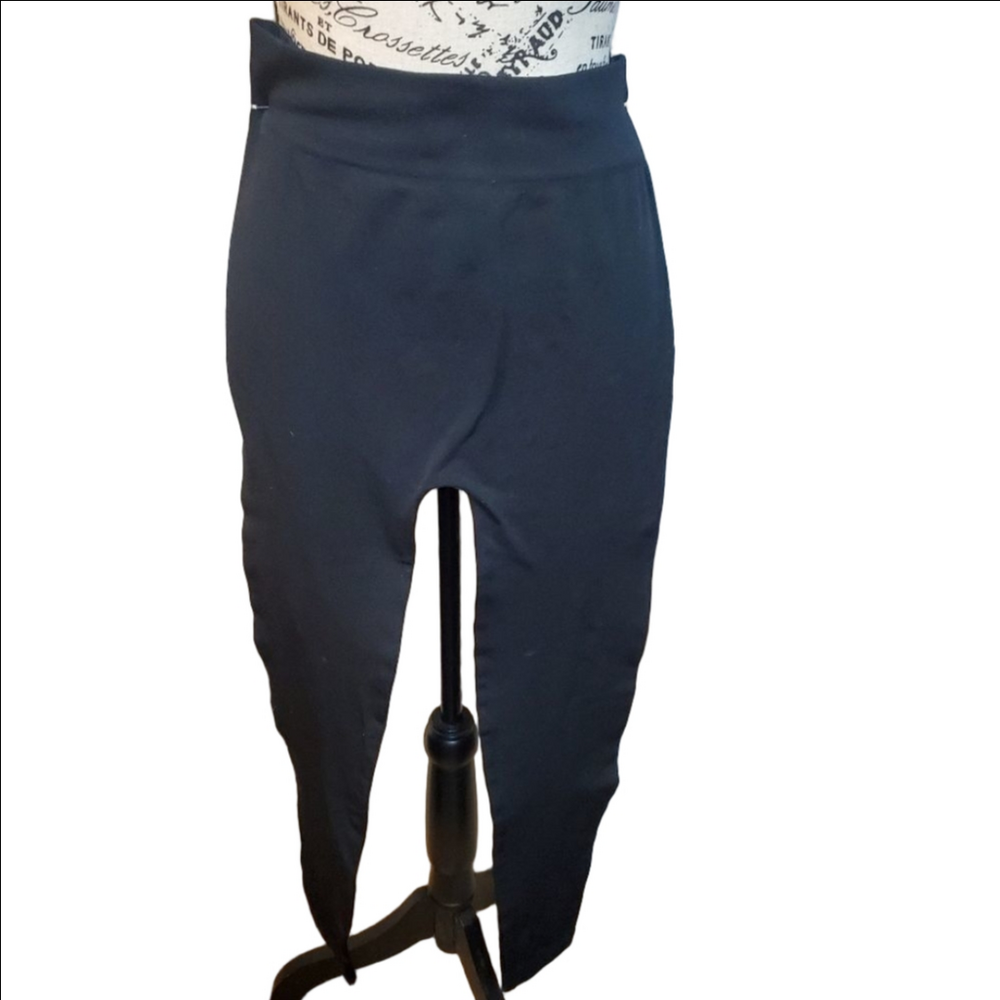 Sofra Fleece lined black leggings sz osfa